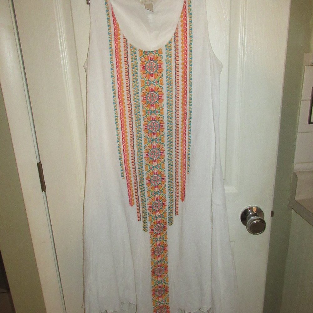 Chicos White Embroidered Sleeveless Sundress Size 0 UEC